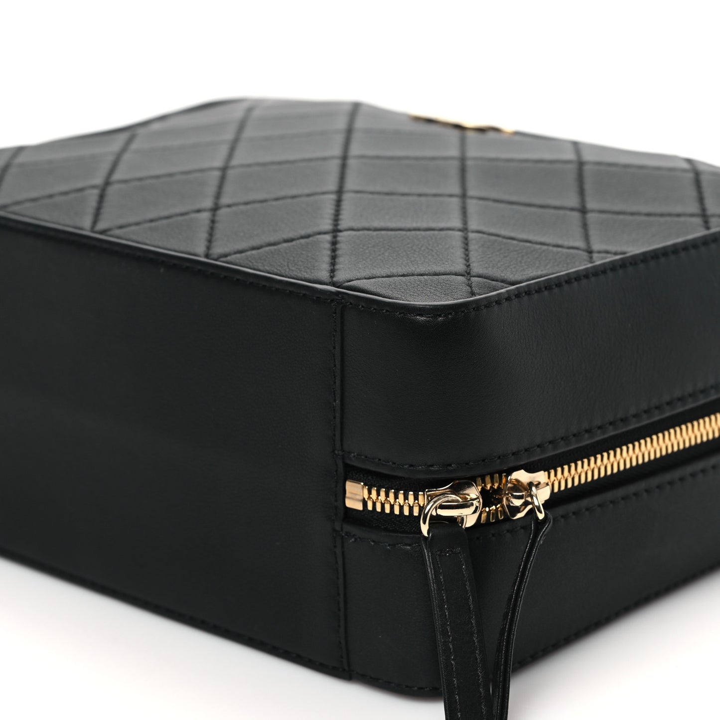 Calfskin Quilted Travel Kit Vanity Case Black