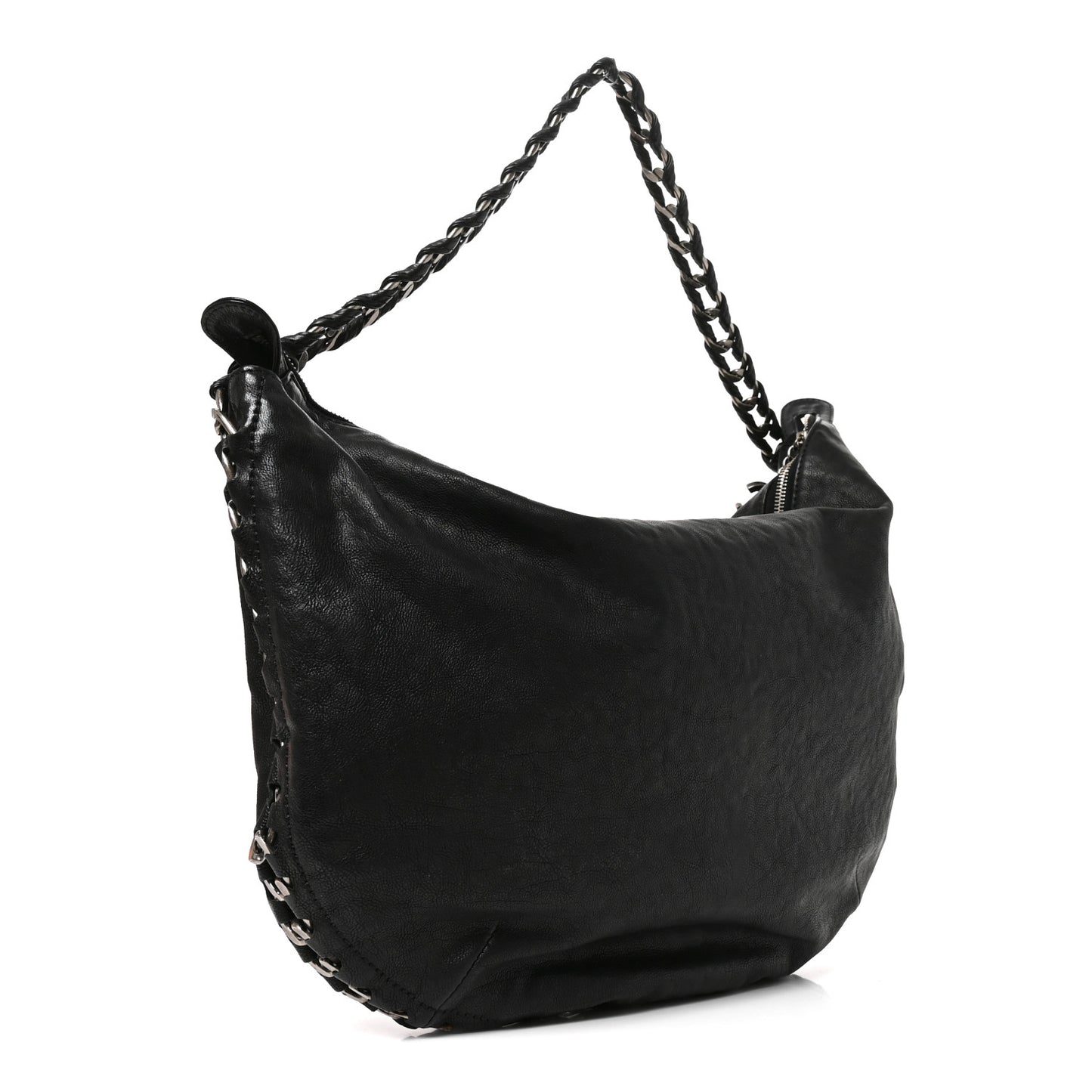 Calfskin Modern Chain Hobo Black