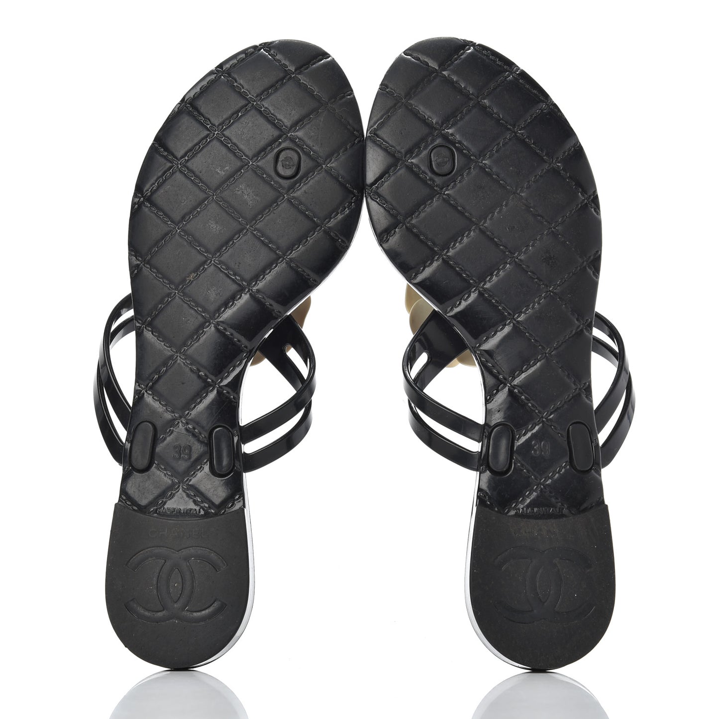Jelly Camellia Thong Sandals 39 Black Ivory