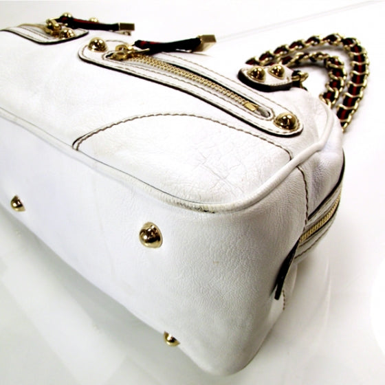 Leather Small Capri Tote White