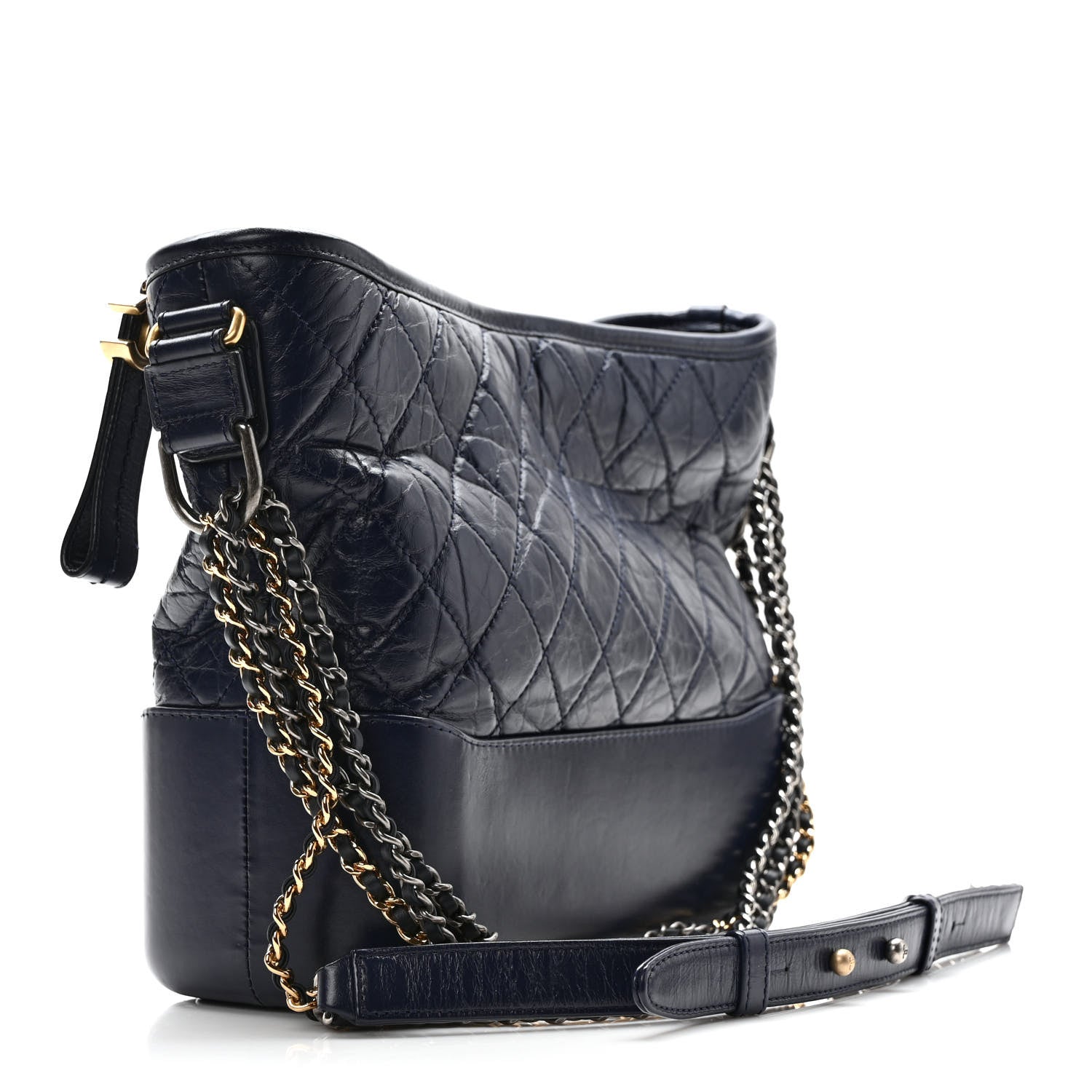 Chanel Aged Calfskin Quilted Medium Gabrielle Hobo Dark Navy Blue 3 of 11