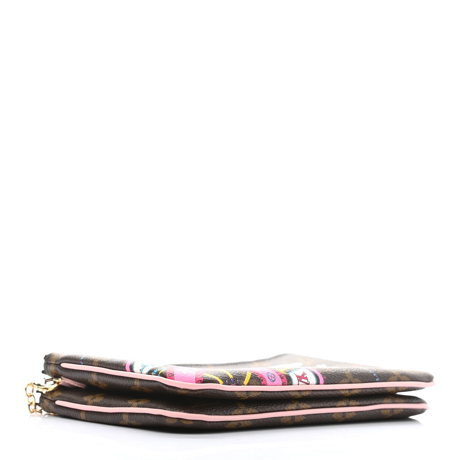 Louis Vuitton Monogram 2020 Christmas Animation Big Wheel Double Zip Pochette Rose Ballerine 3 of 9