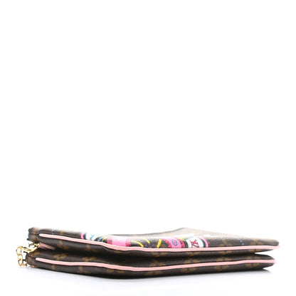 Louis Vuitton Monogram 2020 Christmas Animation Big Wheel Double Zip Pochette Rose Ballerine 3 of 9