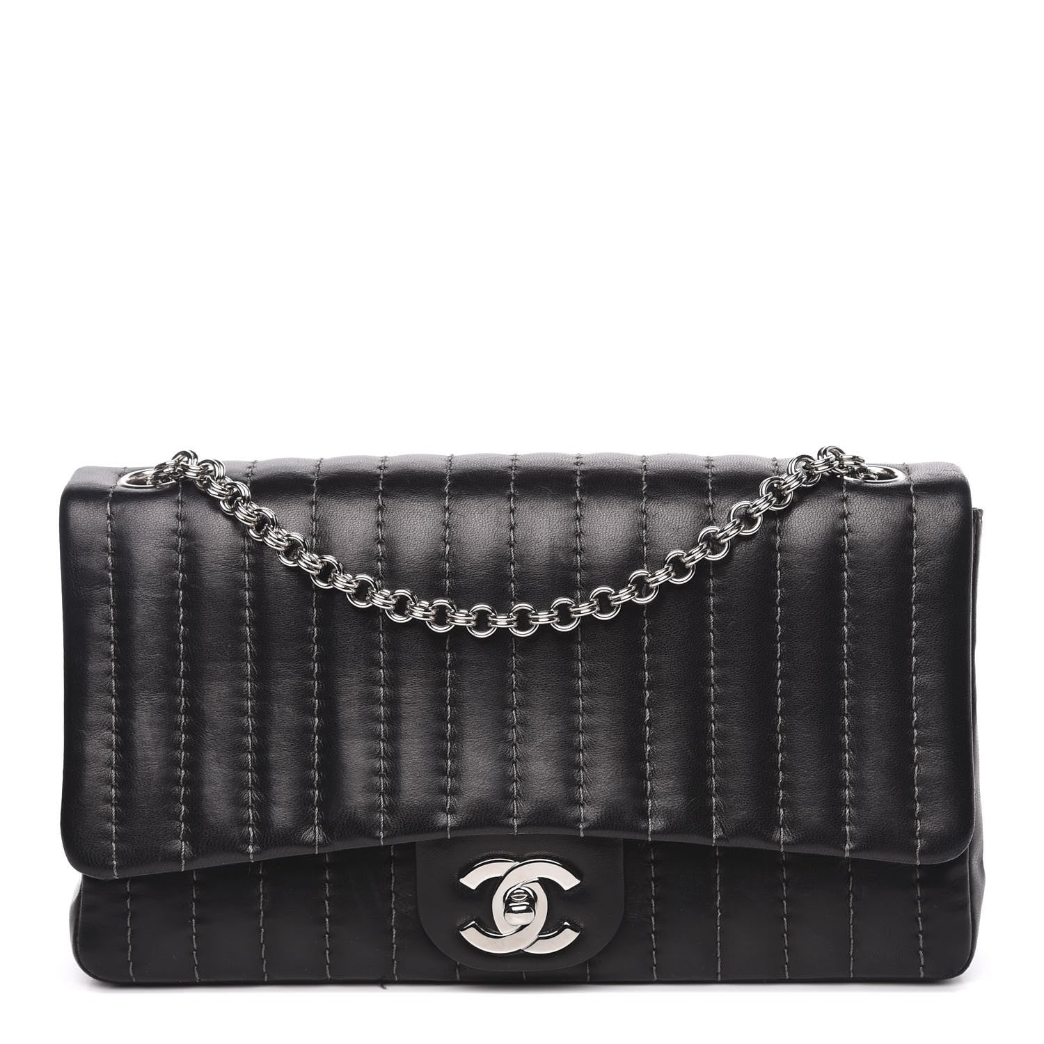 Chanel Lambskin Vertical Quilted Medium Single Flap Black 1 of 14