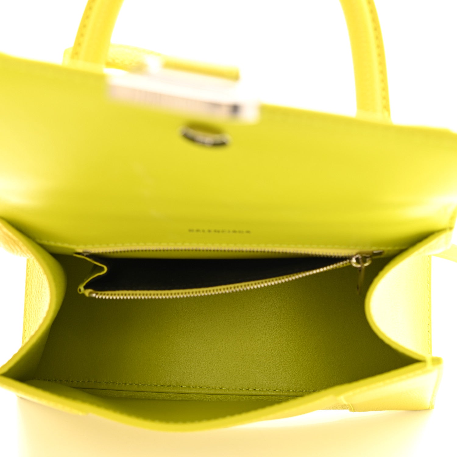 Balenciaga Grained Calfskin Small Hourglass Top Handle Bag Lime 5 of 10