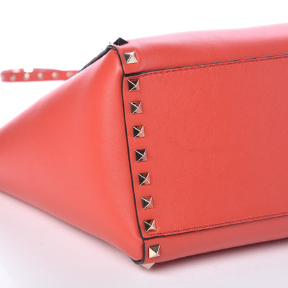 Valentino Garavani Vitello Small Rockstud Double Handle Tote Deep Coral 10 of 11