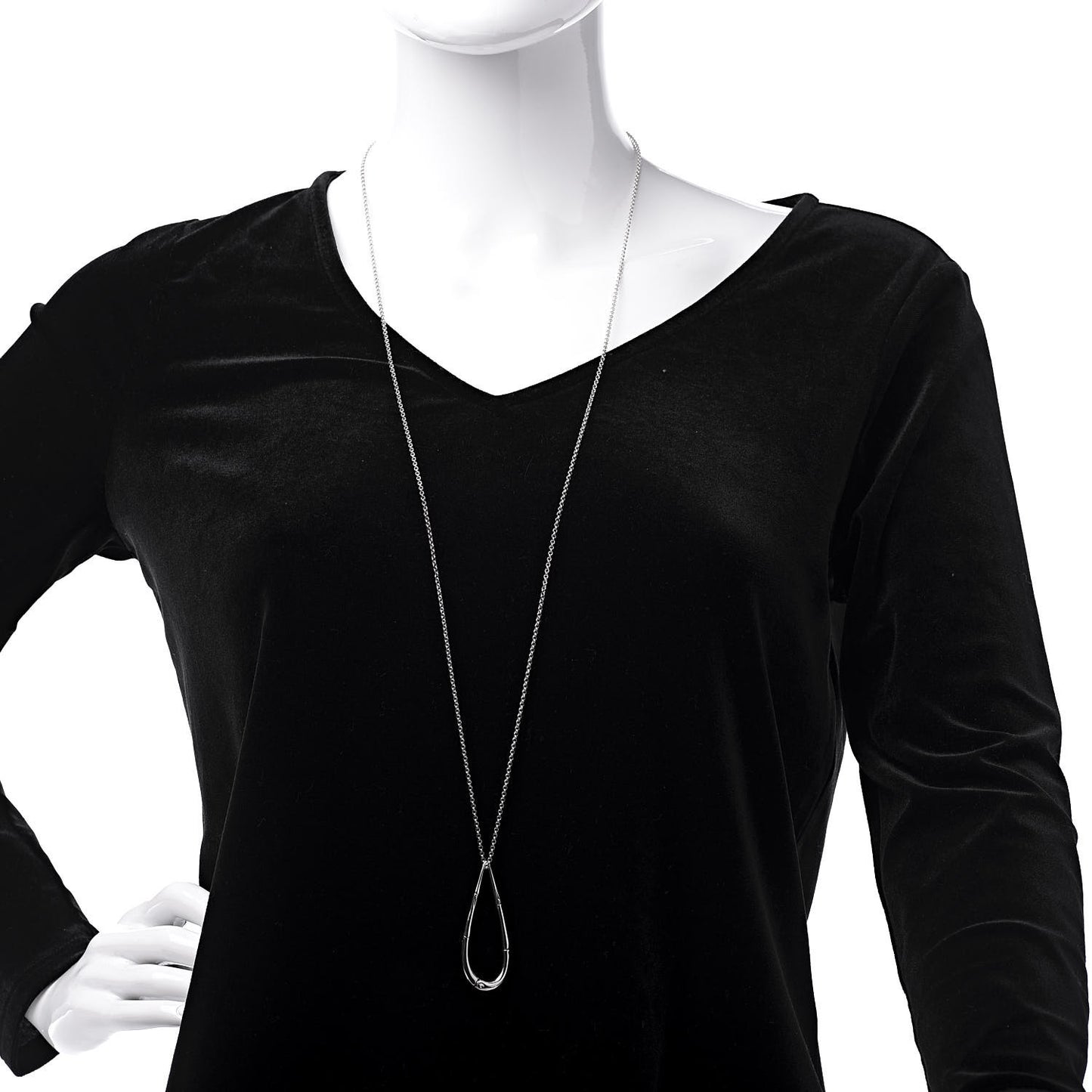 Sterling Silver Bamboo Teardrop Pendant Necklace