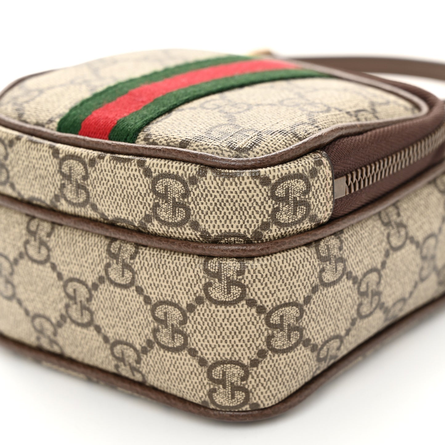 GG Supreme Monogram Web Mini Ophidia Double Zip Messenger Bag Beige New Acero