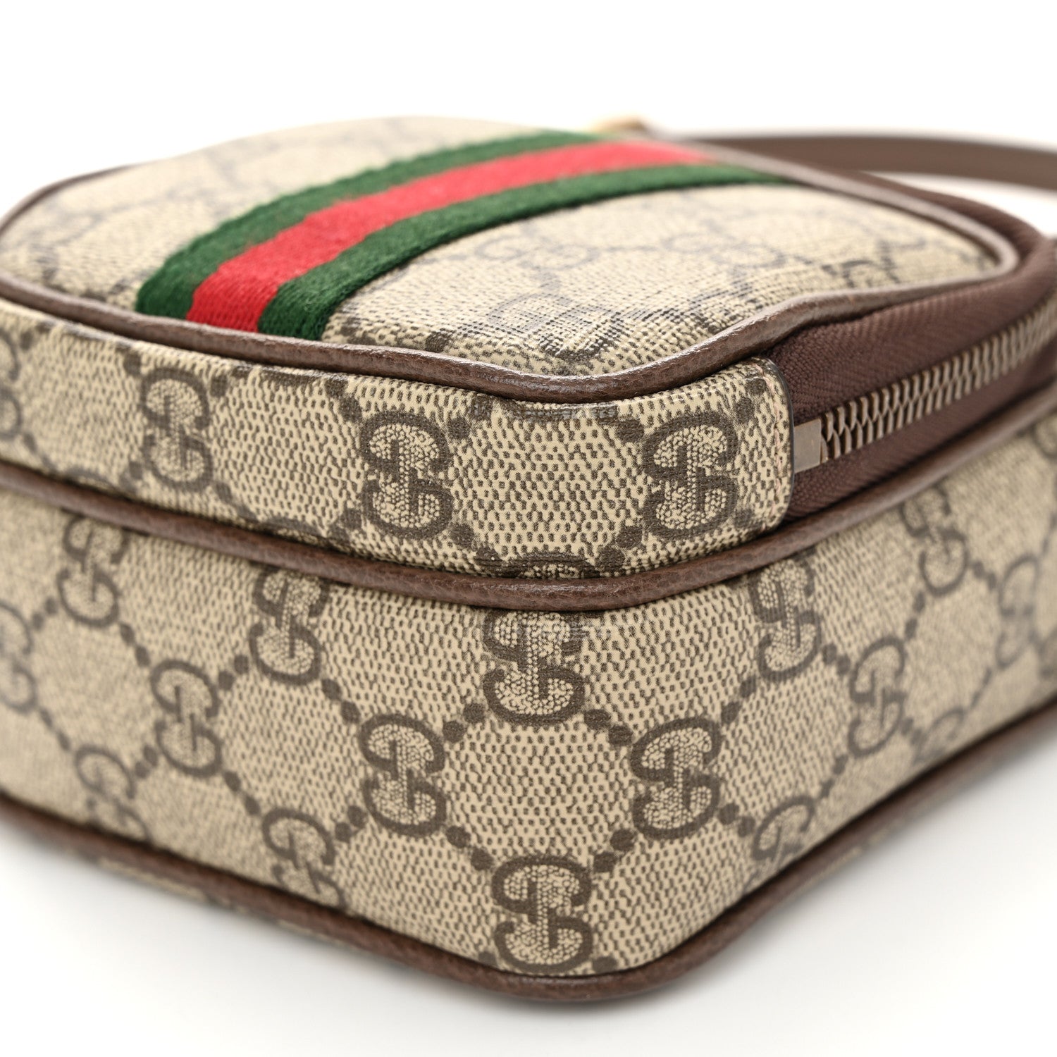 Gucci GG Supreme Monogram Web Mini Ophidia Double Zip Messenger Bag Beige New Acero 10 of 11