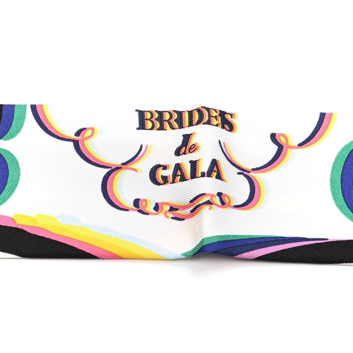 Silk Brides De Gala Shadow Fringed Twilly Black Jaune Multicolor