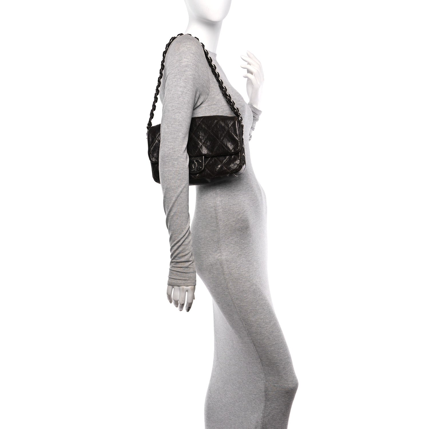 Chanel Glazed Caviar Quilted Modern Chain Flap Dark Brown 2 of 12