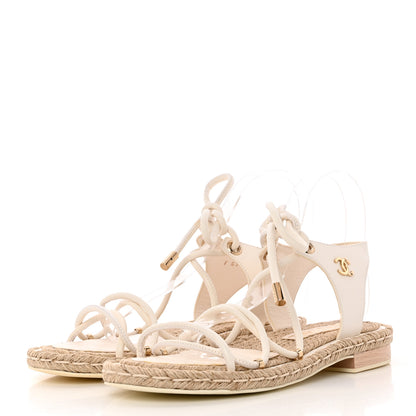 Chanel Lambskin Espadrille Sandals 36 White 3 of 9