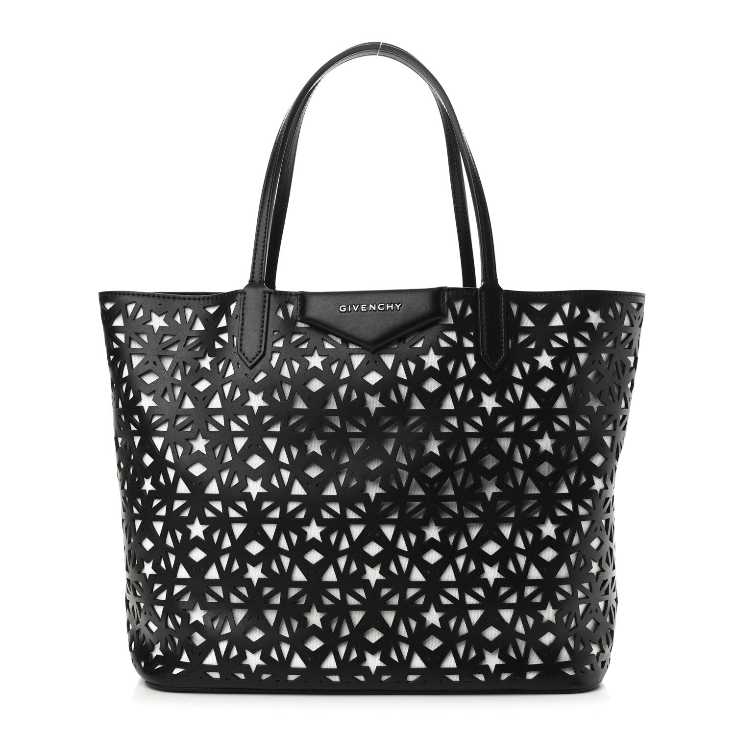 Givenchy Calfskin Lazer Cut Medium Antigona Tote Black White 3 of 10