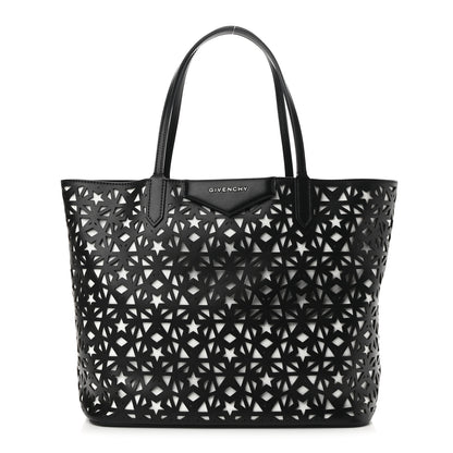Givenchy Calfskin Lazer Cut Medium Antigona Tote Black White 3 of 10