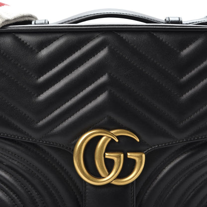 Gucci Calfskin Matelasse Sylvie Web Small GG Marmont Top Handle Shoulder Bag Black 9 of 9
