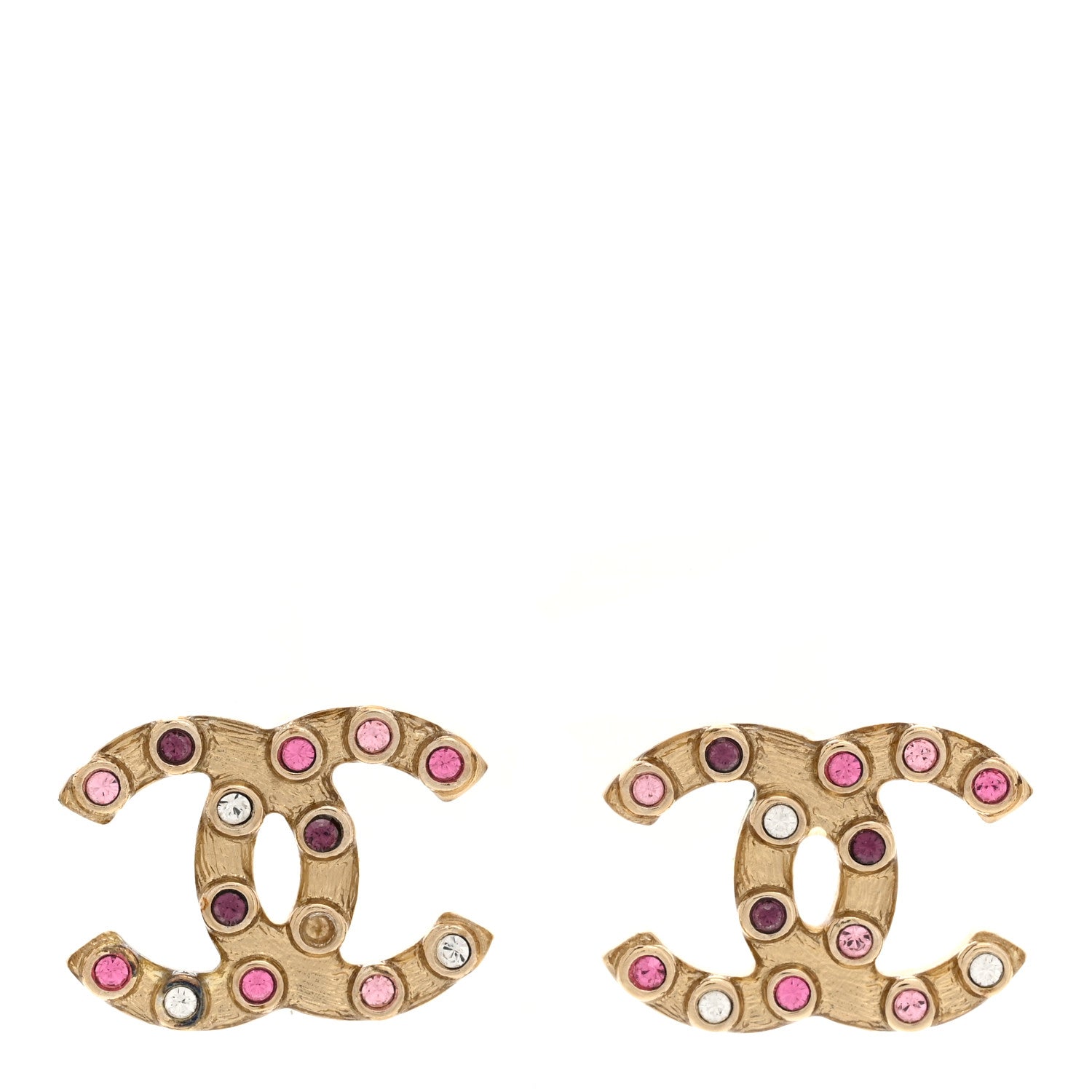 Chanel Crystal CC Earrings Gold Multicolor 1 of 5