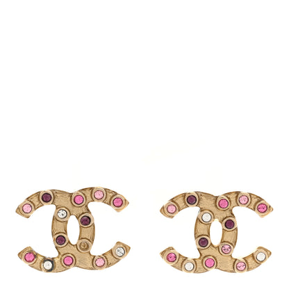Chanel Crystal CC Earrings Gold Multicolor 1 of 5