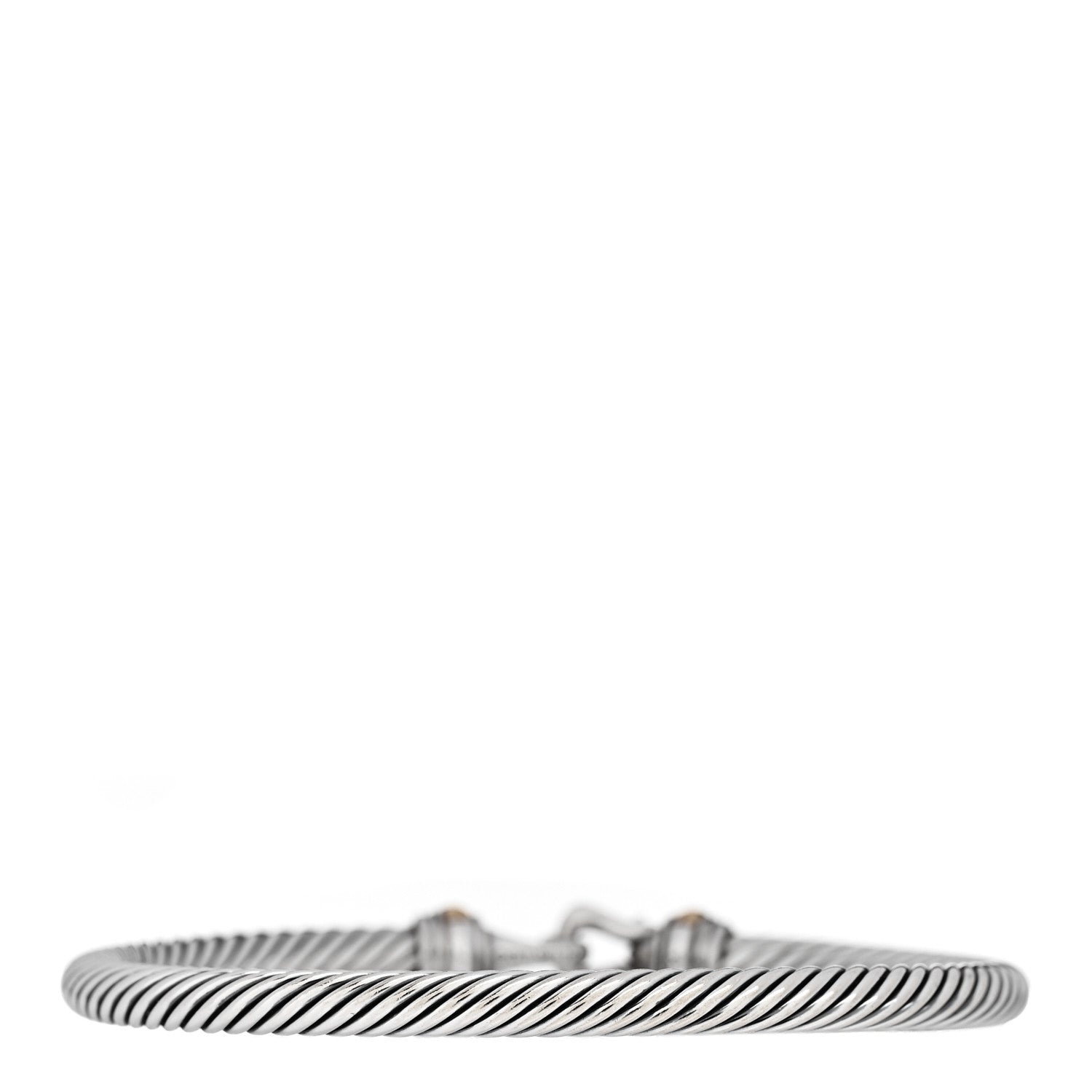 David Yurman Sterling Silver 18K Yellow Gold 4mm Cable Classic Buckle Bracelet 2 of 4