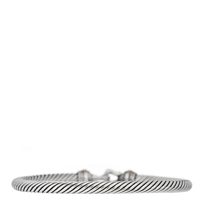 David Yurman Sterling Silver 18K Yellow Gold 4mm Cable Classic Buckle Bracelet 2 of 4