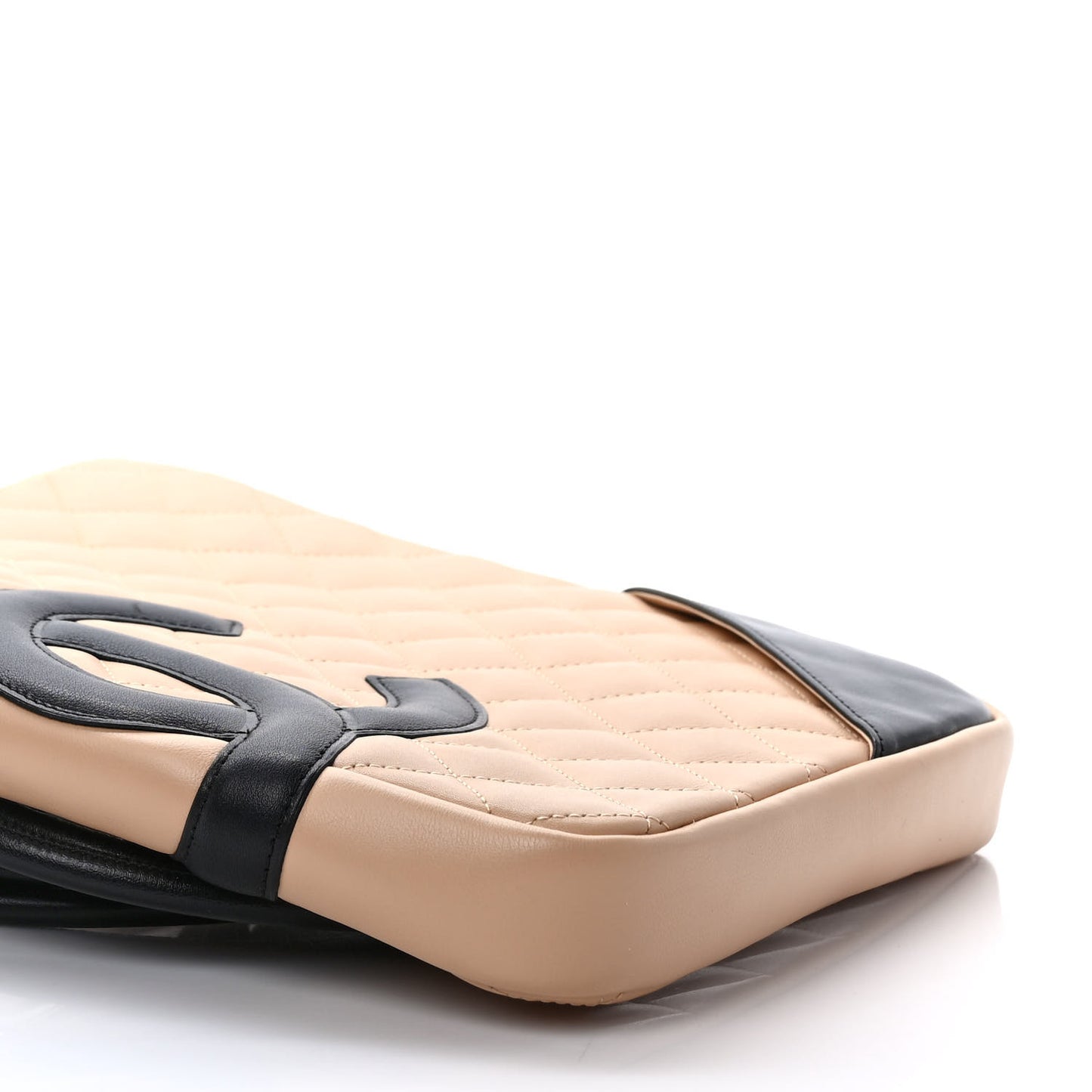 Calfskin Quilted Medium Cambon Messenger Beige Black
