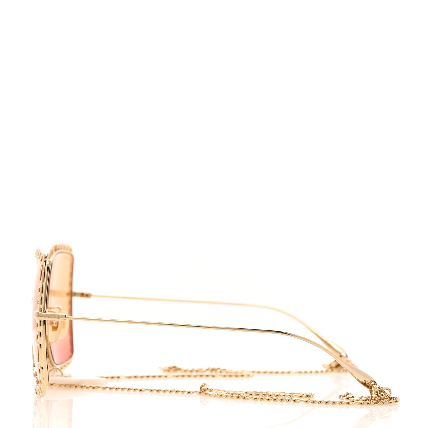 Gucci Square Frame Oversized Sunglasses GG1033S Gold Orange 3 of 9