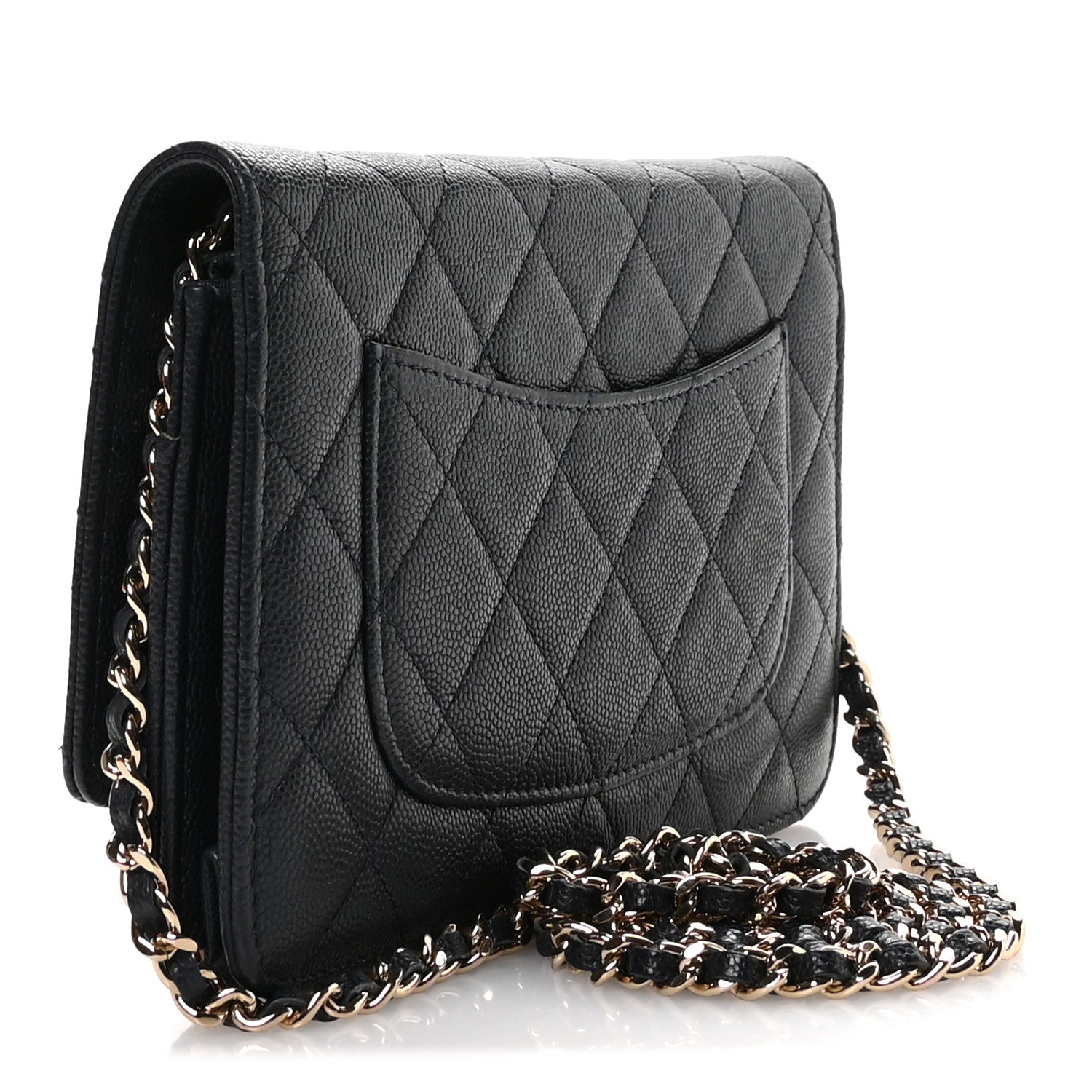 Chanel Caviar Quilted Wallet on Chain WOC Navy Blue 3 of 11