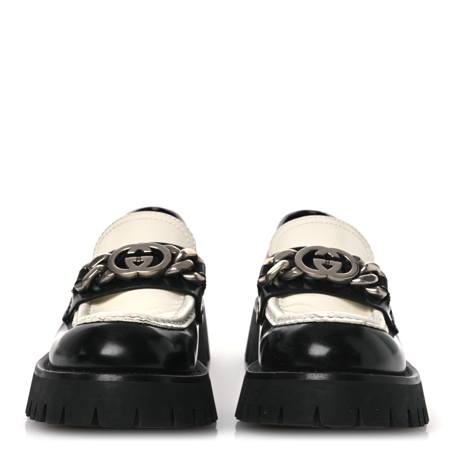 Gucci Cordovan Lux Womens Interlocking G Platform Lug Sole Loafers