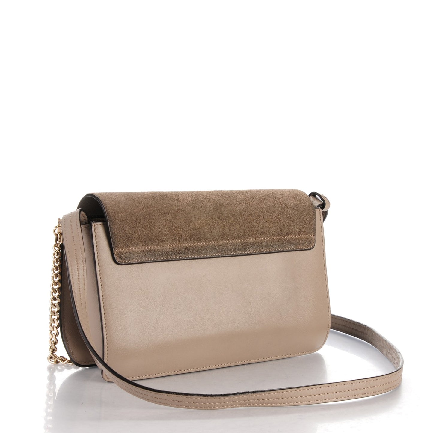 Suede Calfskin Small Faye Shoulder Bag Motty Grey