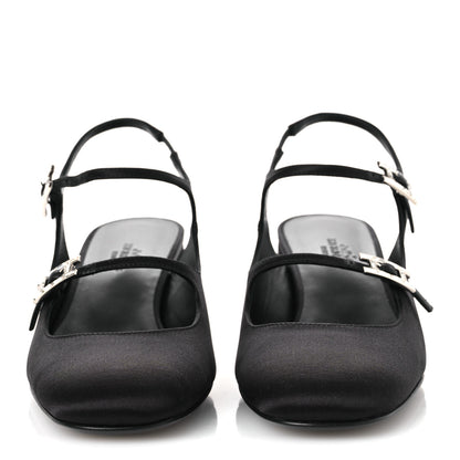 Hermes Satin Rhinestone Jackie 50 Pumps 37 Black 3 of 11
