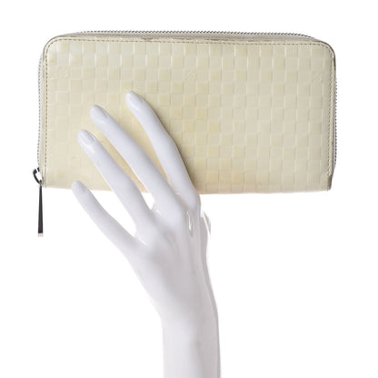 Louis Vuitton Shiny Calfskin Damier Facette Zippy Wallet Creme 2 of 20