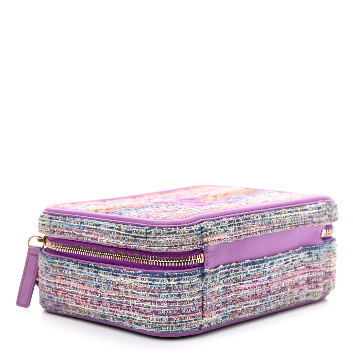 Tweed Quilted Medium CC Filigree Vanity Case Purple Multicolor
