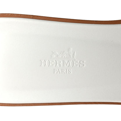 Hermes Box Calfskin Oran Sandals 38 White 7 of 9