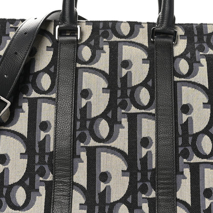 Christian Dior Maxi Oblique Jacquard Weekender 45 Beige Black 7 of 9