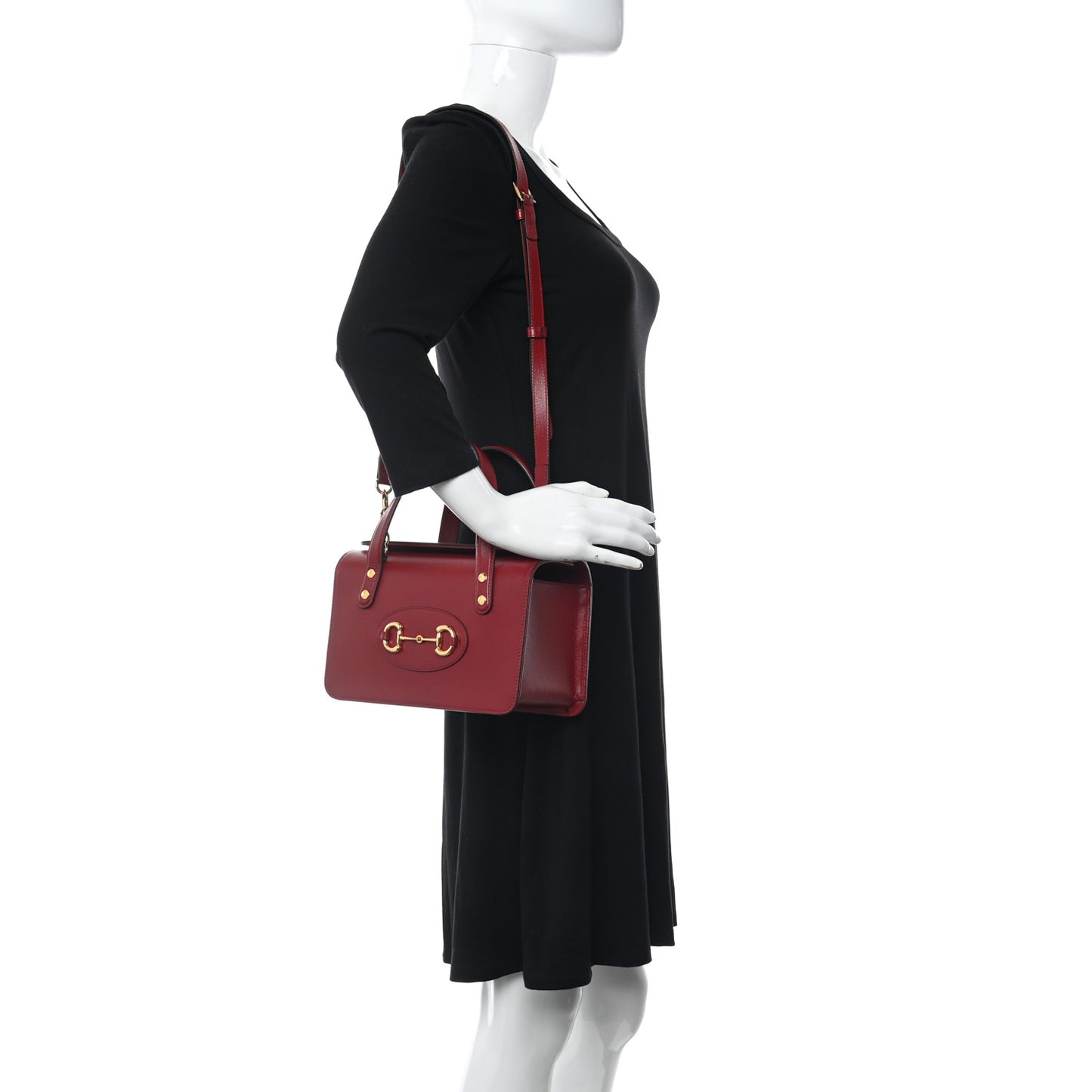 Textured Calfskin Mini Horsebit 1955 Foldover Top Handle Bag Red