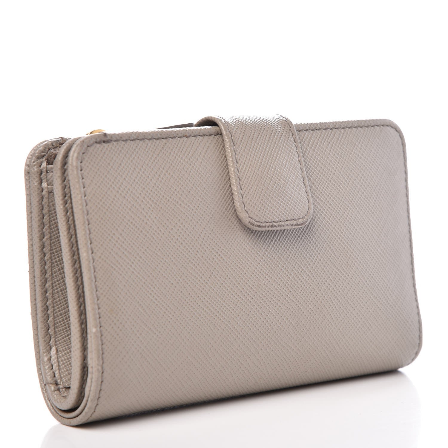 Prada Saffiano Metal Compact Wallet Argilla 3 of 14