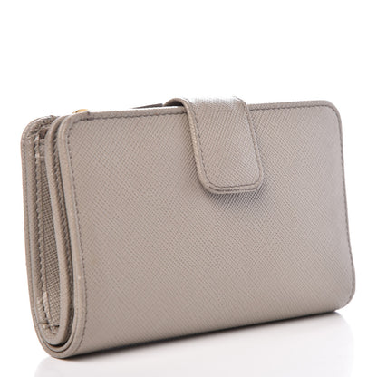 Prada Saffiano Metal Compact Wallet Argilla 3 of 14