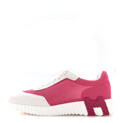 Hermes Air Mesh Suede Goatskin Bouncing Sneakers 38.5 Rose Vinicunca White 1 of 9