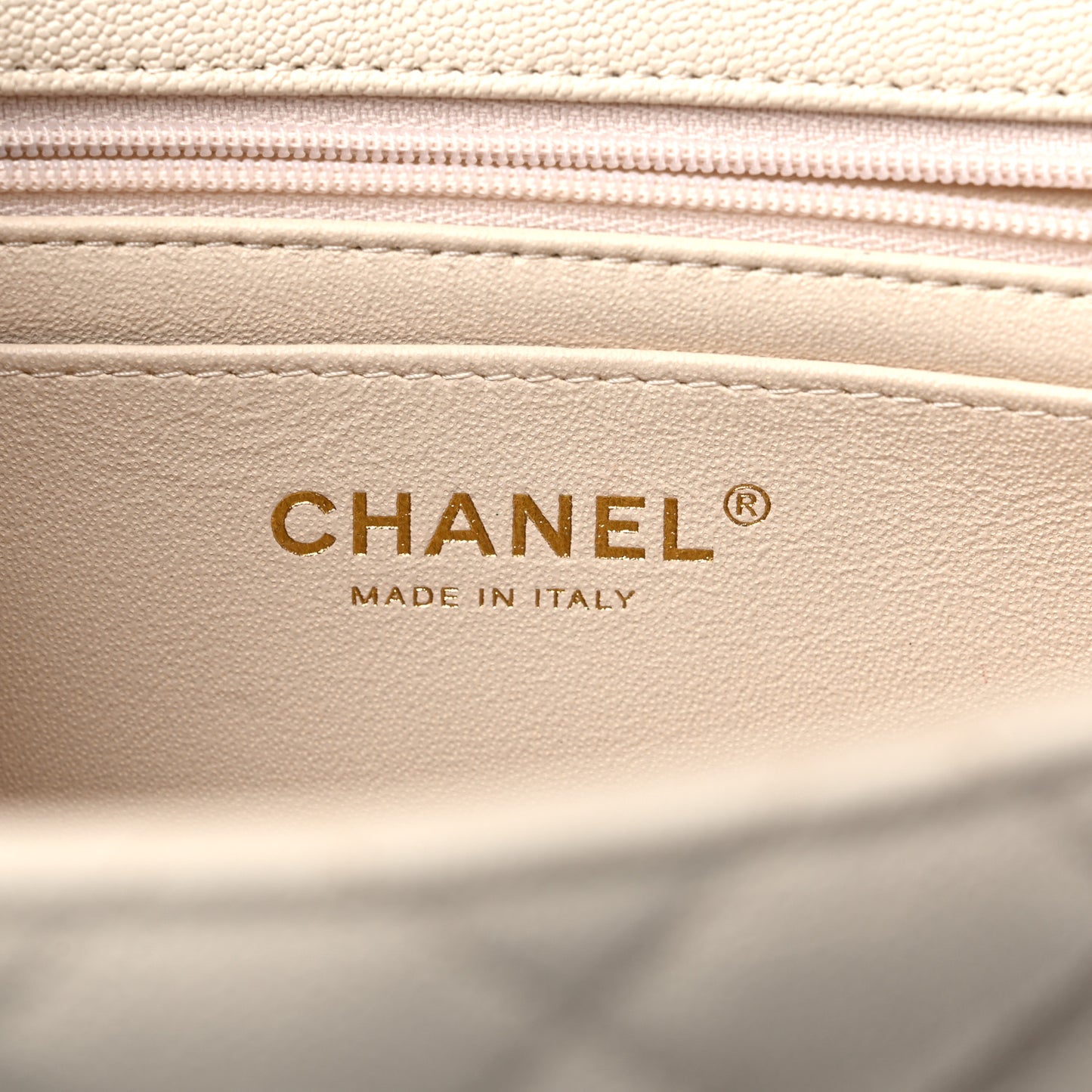 Caviar Quilted Mini Top Handle Rectangular Flap Beige