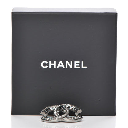 Chanel Baguette Crystal CC Brooch Silver Black 5 of 5