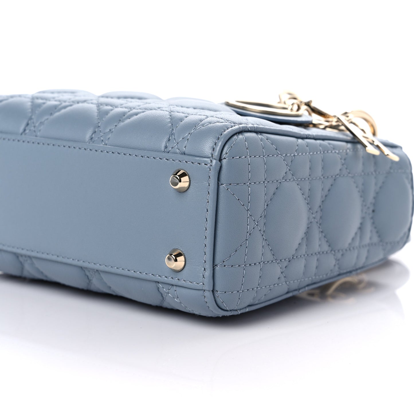 Lambskin Cannage Mini Lady Dior Cloud Blue