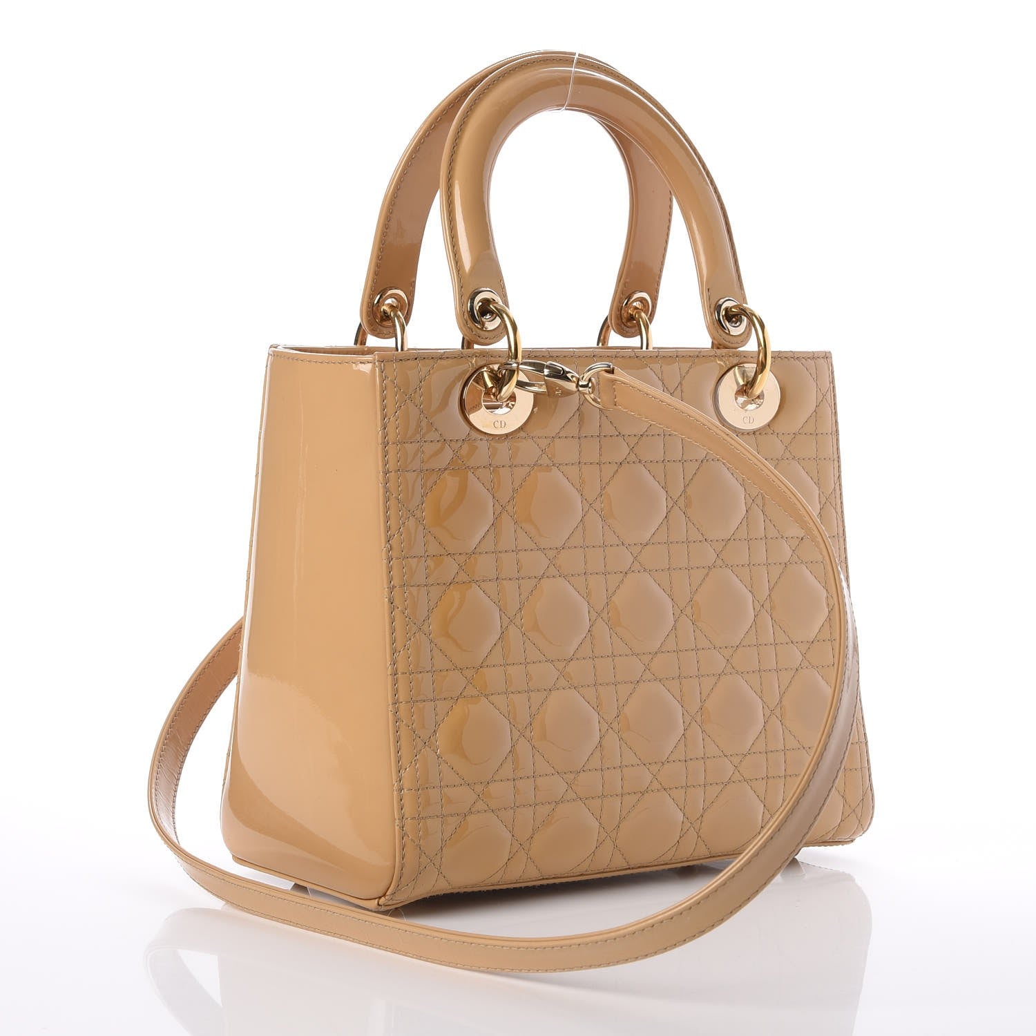Christian Dior Patent Cannage Medium Lady Dior Beige 4 of 10