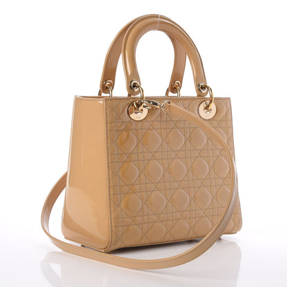 Christian Dior Patent Cannage Medium Lady Dior Beige 4 of 10
