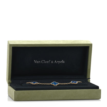Van Cleef & Arpels 18K Yellow Gold Blue Agate 5 Motifs Vintage Alhambra Bracelet 4 of 4