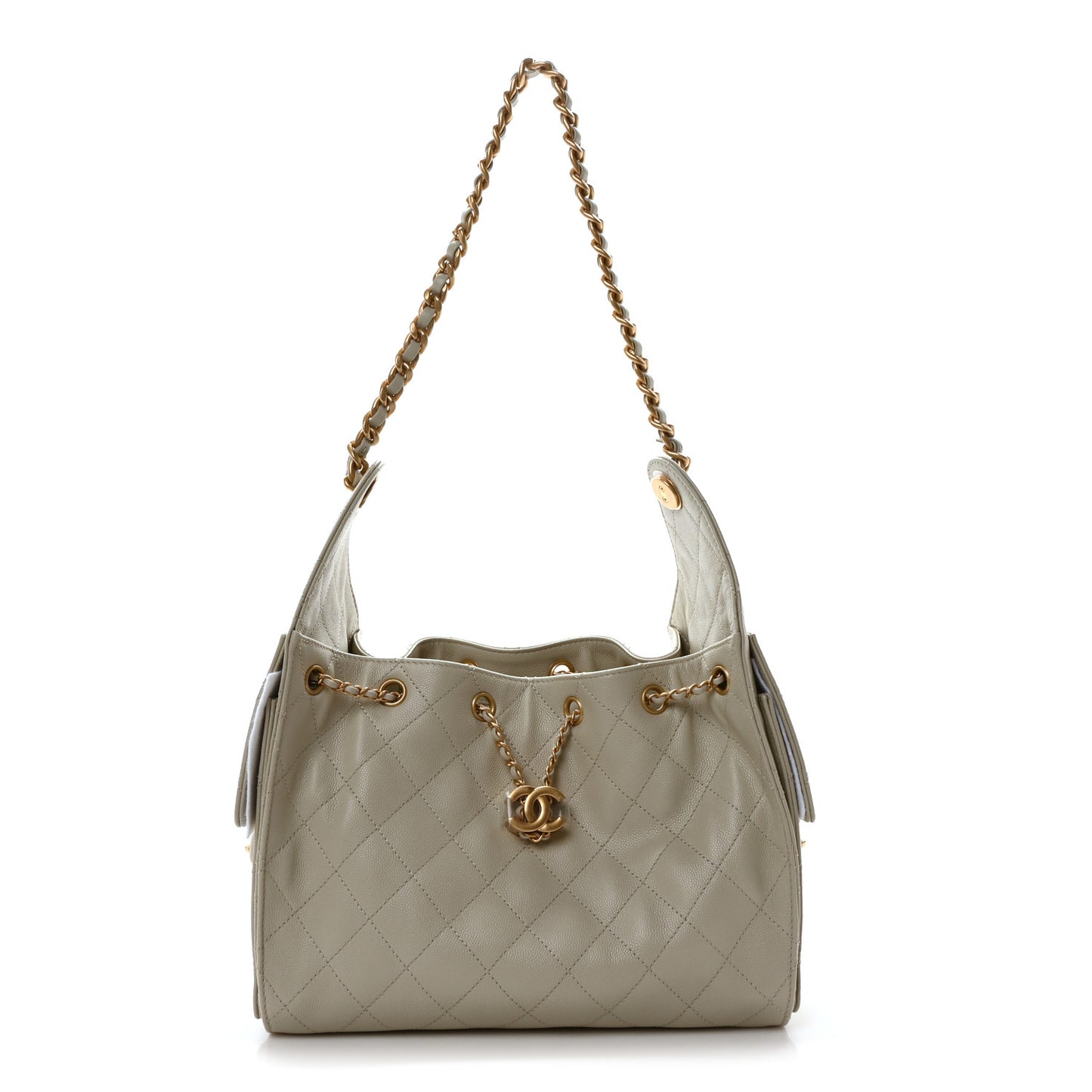 Caviar Quilted Small Chanel 25 Handbag Light Grey