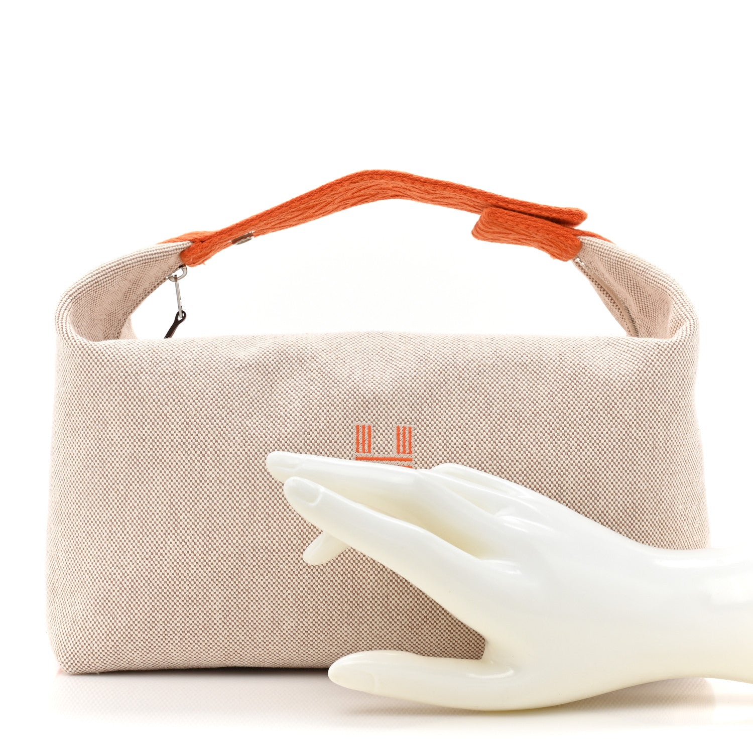 Hermes Canvas Large Bride-A-Brac Pouch Natural Orange 2 of 8