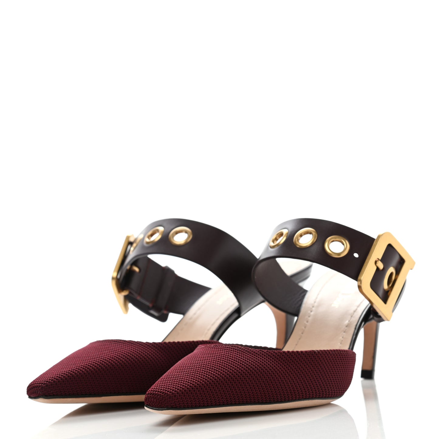 Technical Fabric Calfskin D-Dior 65mm Mules 38.5 Rouge Black