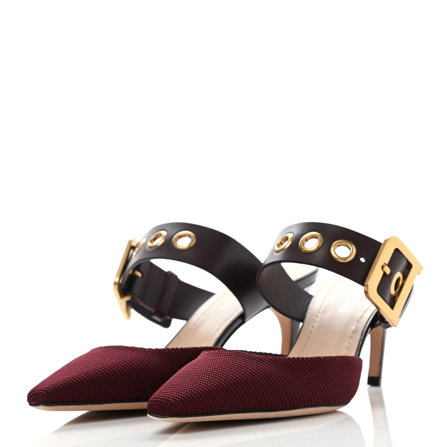 Christian Dior Technical Fabric Calfskin D-Dior 65mm Mules 38.5 Rouge Black 3 of 9