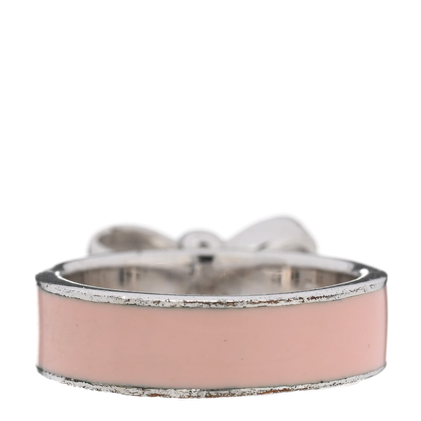 Metal Enamel Bow Ring 49 5 Pink Silver