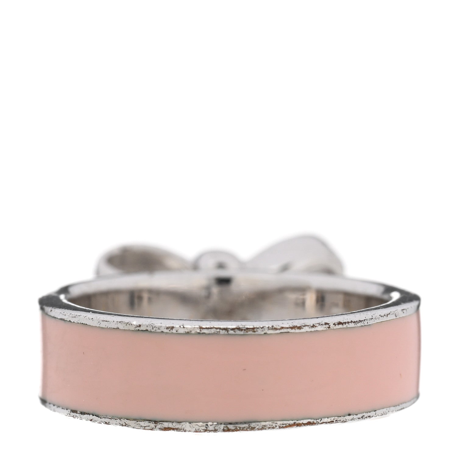 Christian Dior Metal Enamel Bow Ring 49 5 Pink Silver 3 of 5