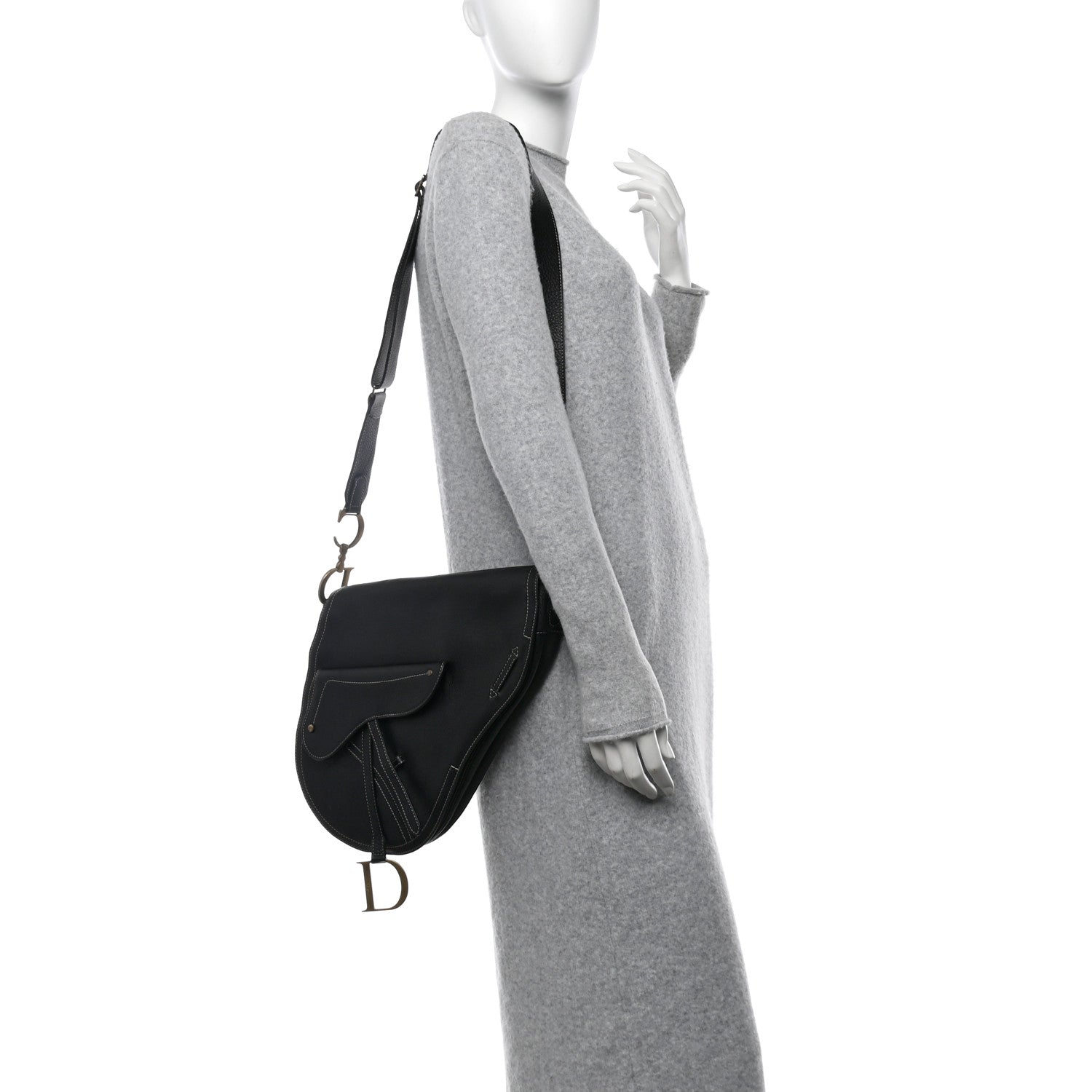 Christian Dior Calfskin Baudrier Saddle Bag Black 2 of 11